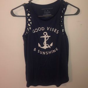 Navy “good vibes & sunshine” tank-top